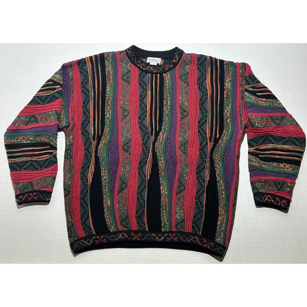 Norm Thompson Canada Tundra 3D Knit Coogi Style Biggie Sweater Size Large VTG